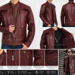 Men's Burgundy Cafe Racer Leather Jacket