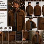 Men's Brown Suede Leather Field Jacket