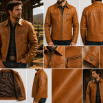 Men's Tan Cowhide Western Leather Jacket